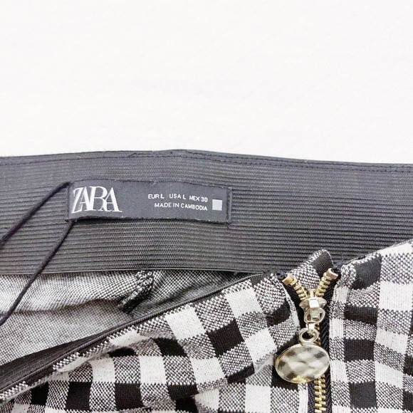 Zara Checkered Flannel Skinny Pant Front Zipper SZ L NWOT - Picture 2 of 6